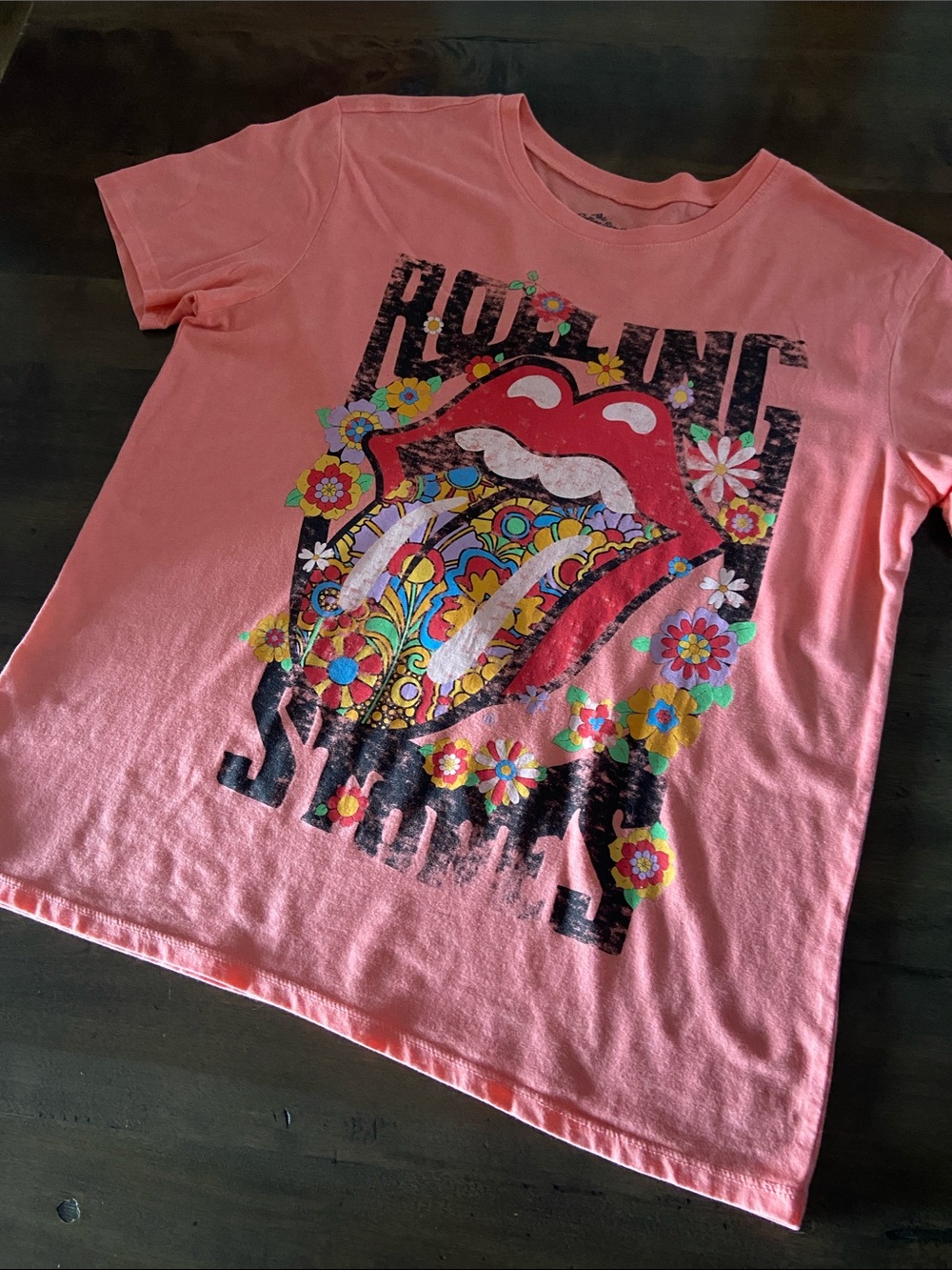 Girls' Coral Graphic Stones Tee with Floral Tongue Print